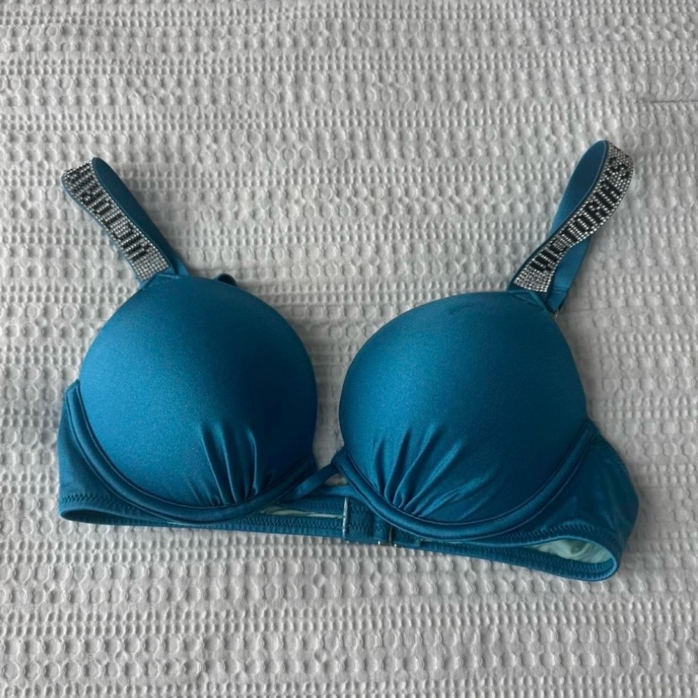 Victoria's Secret Teal Bikini Top with Embellished Straps